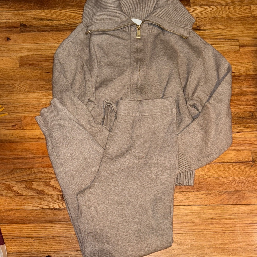 Kid’s Beige Sweater and Pant Set